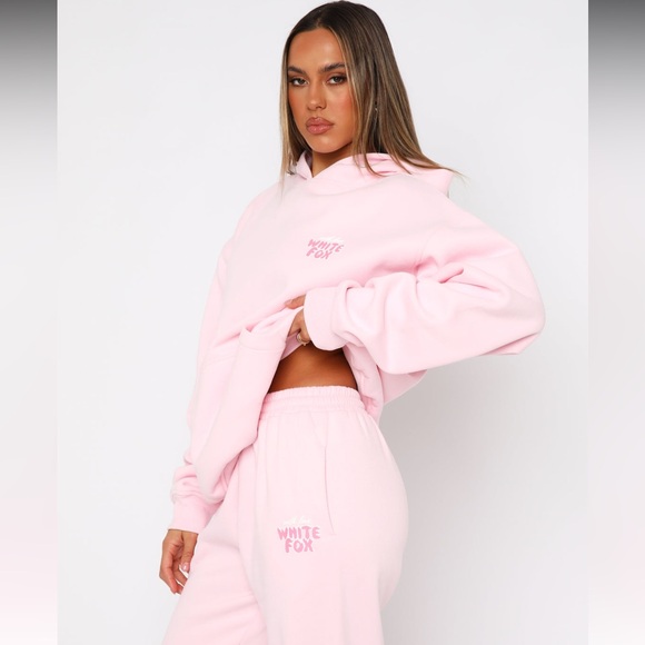 White Fox With Love Always Oversized Hoodie Baby Pink - Picture 8 of 8